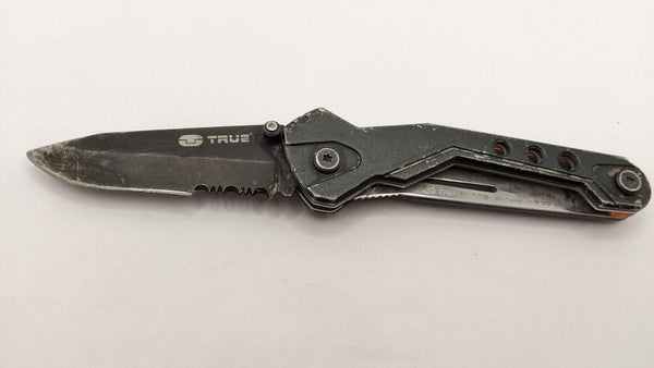 True Utility Partially Serrated Drop Point Single Blade Folding Pocket –